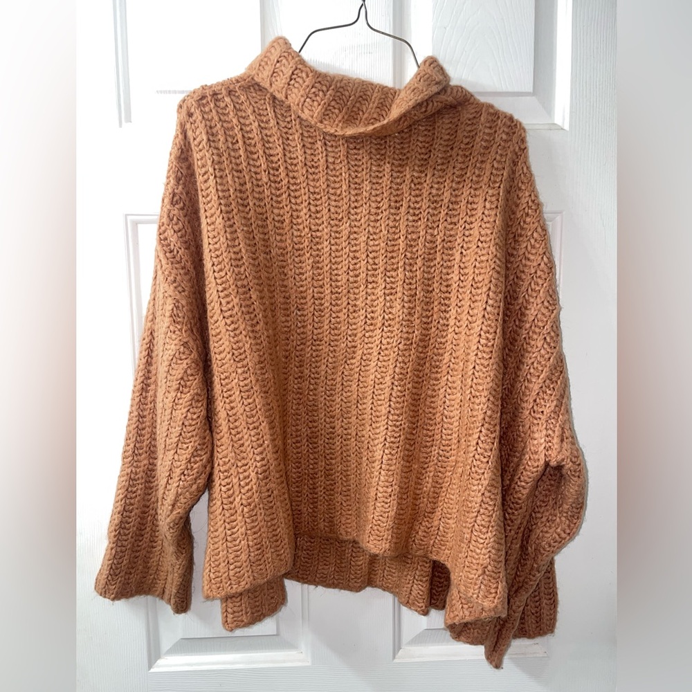 Free People Camel Cowl Neck Sweater